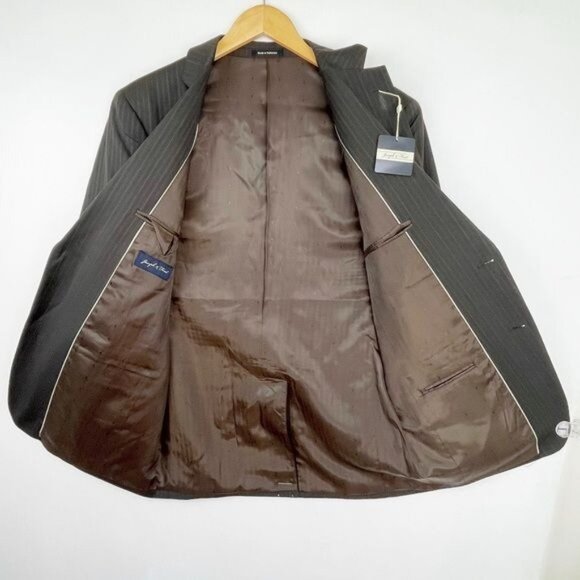 Joseph & Feiss Suit jacket gray with white pinstripes 100% Wool size 38R NEW - Picture 4 of 7